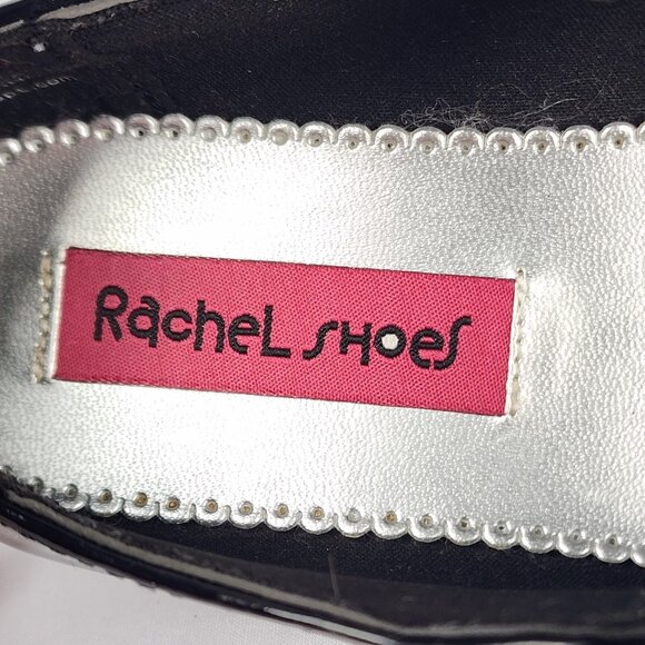 Rachel Shoes Girls 3M Black "Patent Leather Look" Rhinestone Hook Loop Closure - Picture 6 of 15